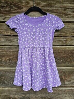June & January Girls Purple Star Print Dress Size 5/6